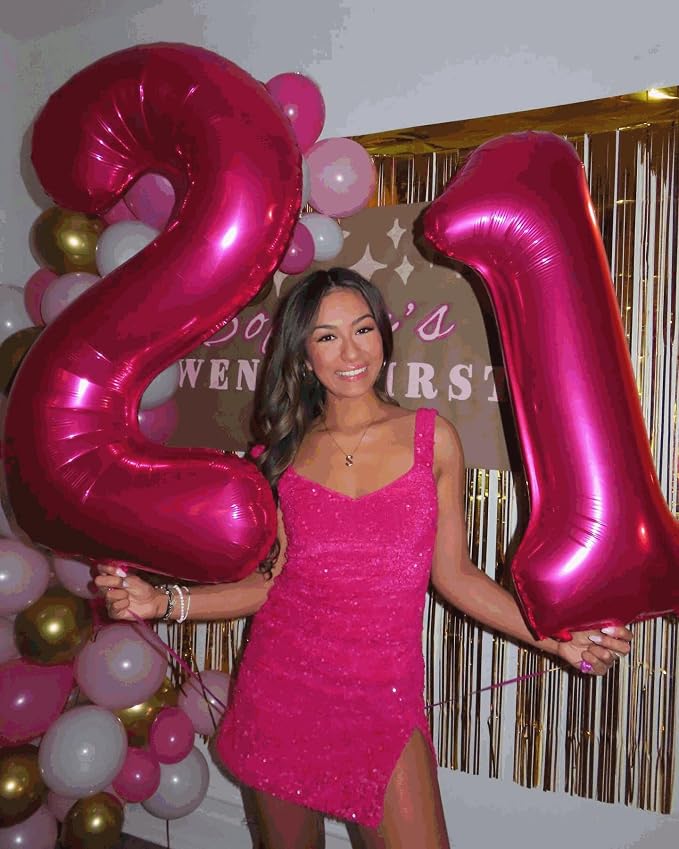 18 Balloon - Hot Pink Birthday Number Balloons, 40 Inch Party Decorations | Hot - Image 8