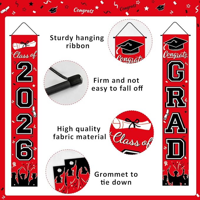 Graduation Decorations 2026 Porch Banner, Congrats Grad Class of 2026 Banner - Image 2