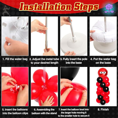 Arrowbash 2 Sets Ninja Party Decorations Ninja Adjustable Balloon Column Stand - Image 3