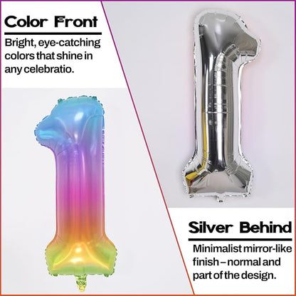 3rd Birthday Balloons for Boys, 40 Inch Foil Self Inflating Rainbow Number 3 - Image 3