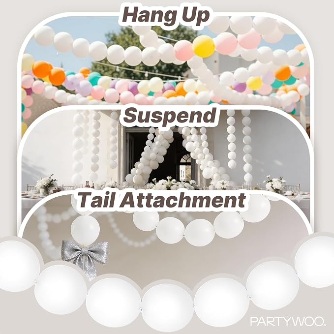 PartyWoo White Linking Balloons 100pcs 6 Inch White Link Balloons | - Image 6