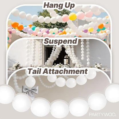 PartyWoo White Linking Balloons 100pcs 6 Inch White Link Balloons | - Image 6