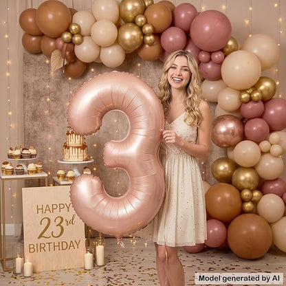 40 Inch Caramel Foil Number 3 Balloon - Image 4