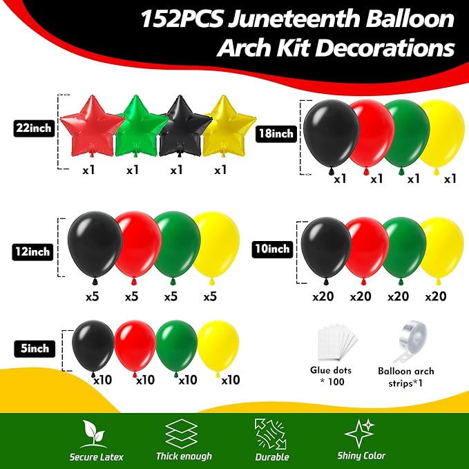 152Pcs Juneteenth Balloon Garland Arch Kit - Image 2