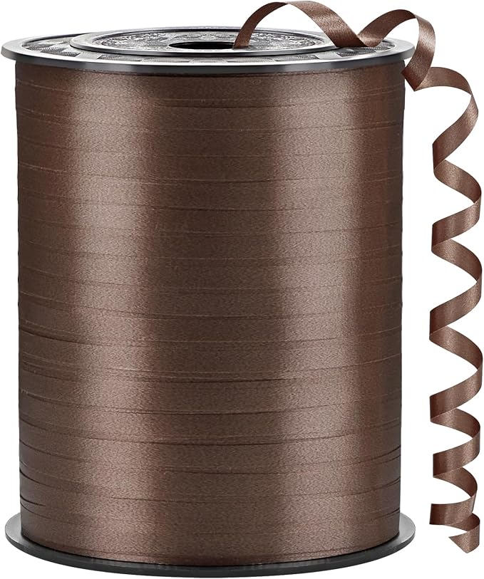 Brown Curling Ribbon, 500 Yards, 1/5 Inch | by CLUEWR