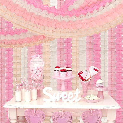 Pink-White Peach Party-Decorations Streamers Garland - 157Ft Four-Leaf Clover - Image 6