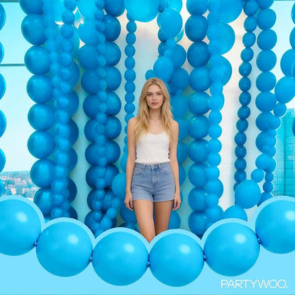 PartyWoo Light Blue Linking Balloons 100pcs 12 Inch Blue Link Balloons | - Image 2