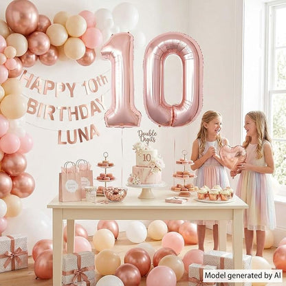 Rose Gold Number 10 Balloon 40 Inch, Luxurious Foil Pair - Image 2