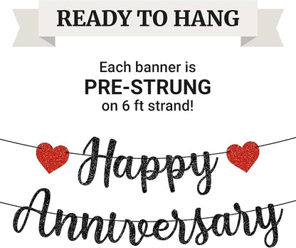 Pre-Strung Happy Anniversary Banner - Image 3