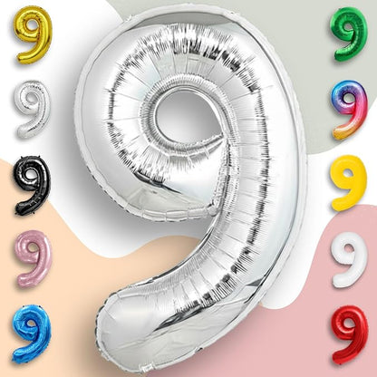 Silver Number Balloon 9 Mylar Foil Balloons 16 inch Small - Image 5