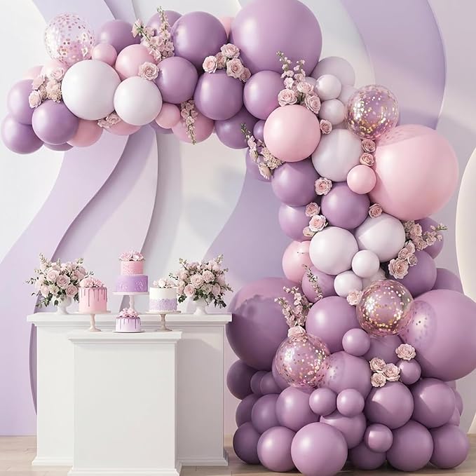 RUBFAC Purple Balloons Different Sizes Dusty Purple Party Balloon 154pcs | - Image 6