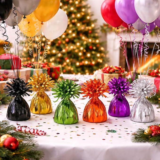 Metallic Plastic Wrapped Balloon Weights Party Decorations 12 Pcs - Image 2