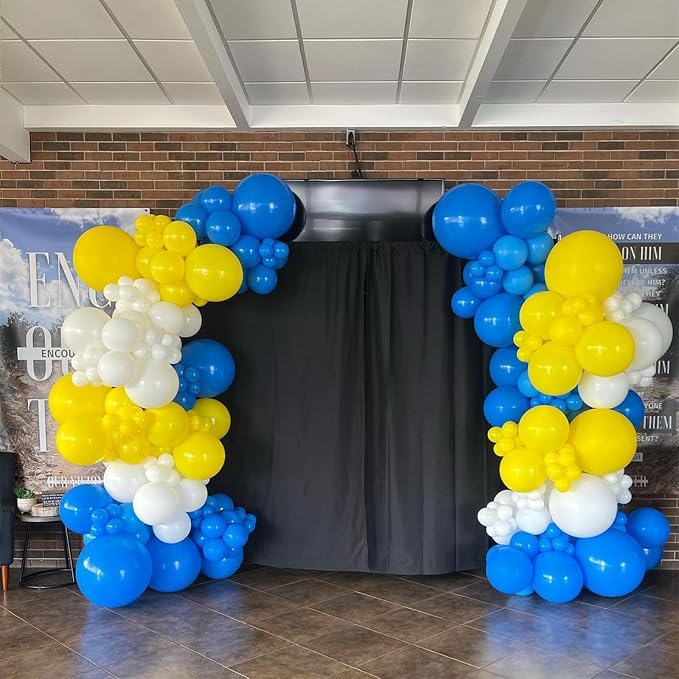 Yellow Blue Balloons, Dark Blue Gold Confetti Latex Balloon Helium - Image 6