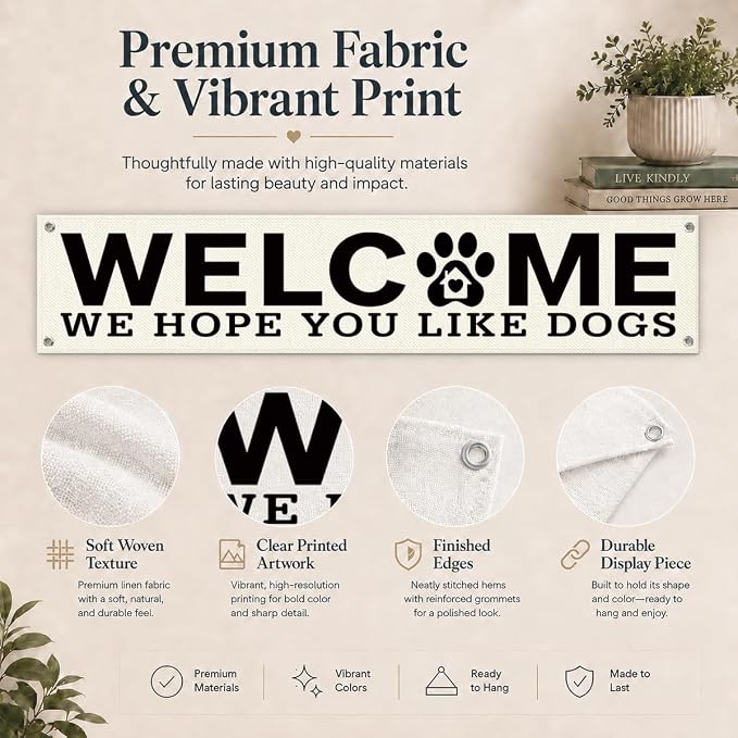 Welcome Hanging Banner, Dog Wall Decor Banner, Rustic Welcome Sign - Image 5