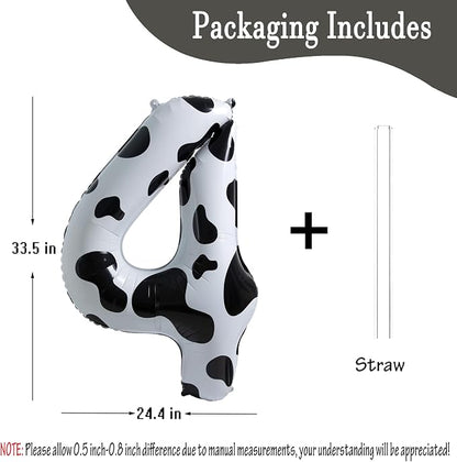 Cow Print Number 4 Balloon, Large 40 Inch Cow Number Birthday Balloons | Helium - Image 4