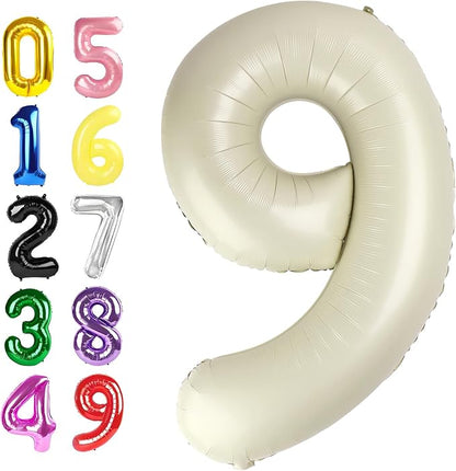 8 Number Balloons Cream 40 Inch Foil Balloon by Argthjy