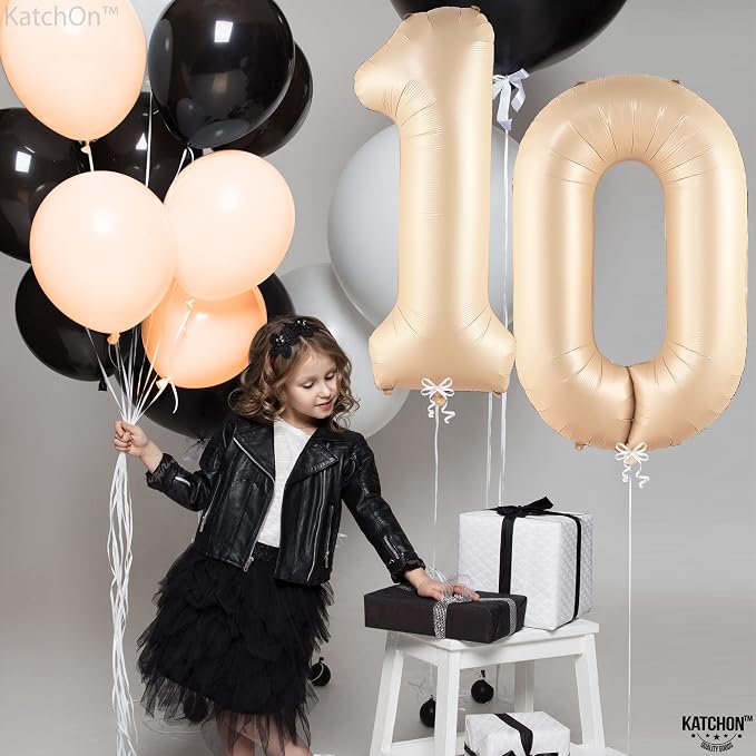KatchOn Gaint Caramel 0 Balloon Number 40 Inch | Retro Apricot Number Balloons - Image 8
