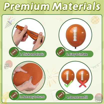 Football Balloons, 12 Inch Green Brown Football Party Balloon - Image 7