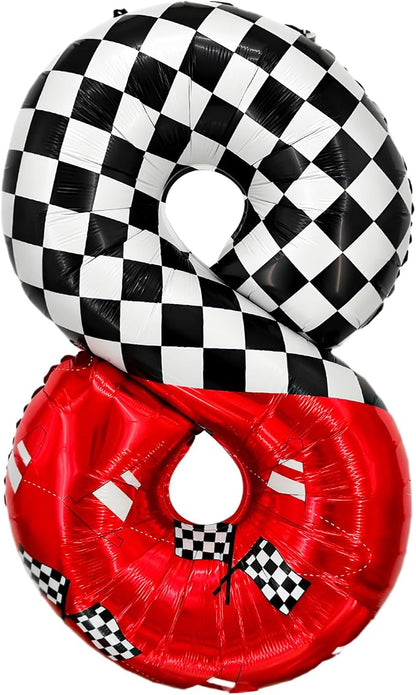 1 pack racing theme 40-inch digital foil balloon, featuring black and white by laackys