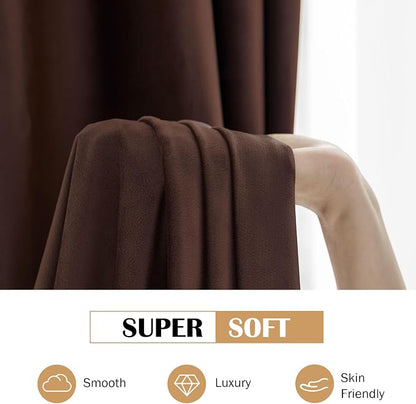 Beauoop Coffee Brown Velvet Curtains - Image 5