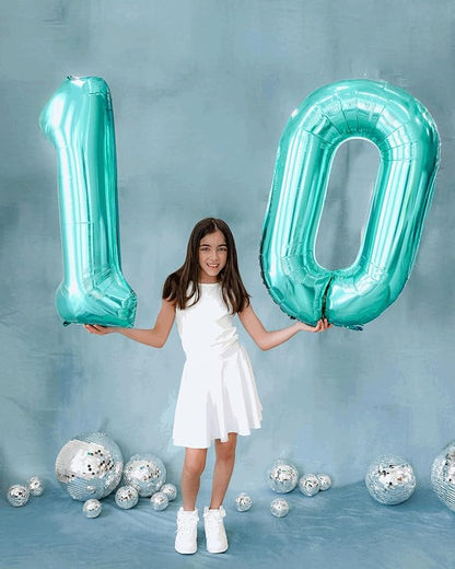 8 Balloon - Teal Birthday Number Balloons, 40 Inch Decorations Men Women | Teal - Image 4