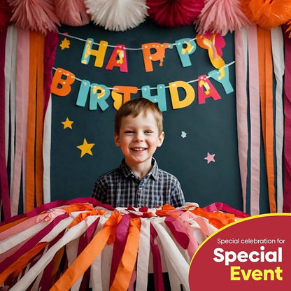 8 Crepe Paper Streamers, 656ft Pack of Red White & Orange Party Decorations | - Image 6