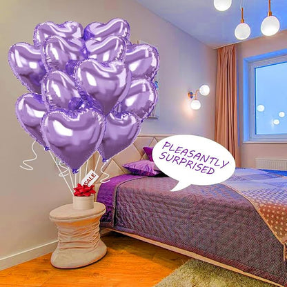 Light Purple Heart Balloons，18 Inch Light Purple Foil Mylar Love Heart Shaped - Image 4