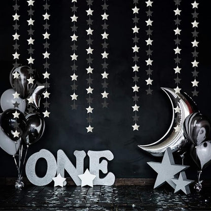 Black-Silver Birthday Graduation Party-Decorations Garland - 62ft Glitter - Image 5