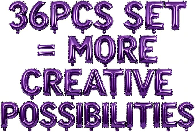 36 Pcs Purple Letter Balloons, Custom A-Z Set by GOGAKIE