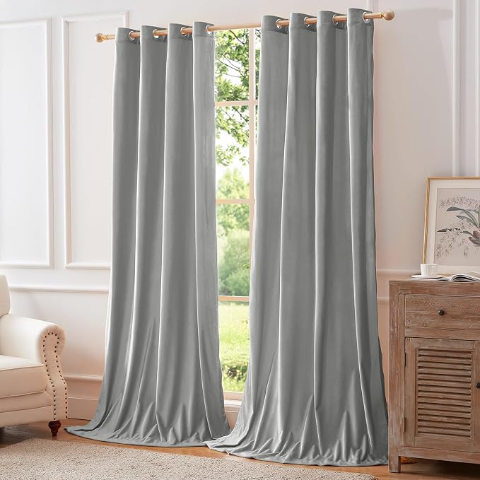 BULBUL Velvet Light Blue Blackout Curtains 108 inch Length - Image 6