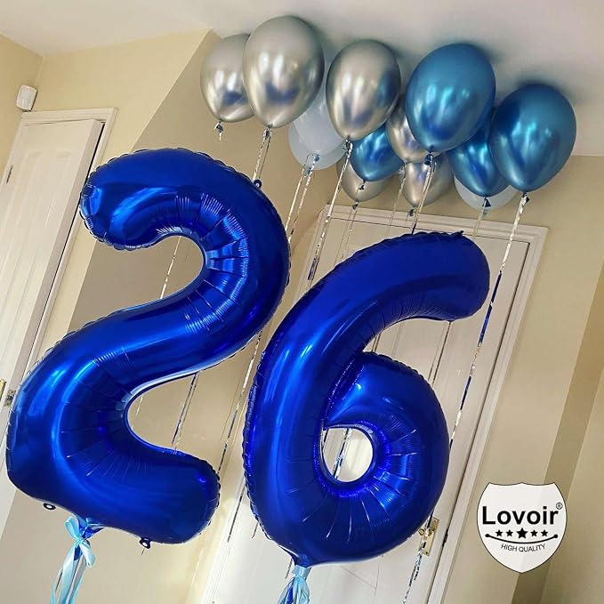 Navy Blue 26 Number Balloons, 40 Inch Giant Number 26 Balloons Foil Mylar - Image 5
