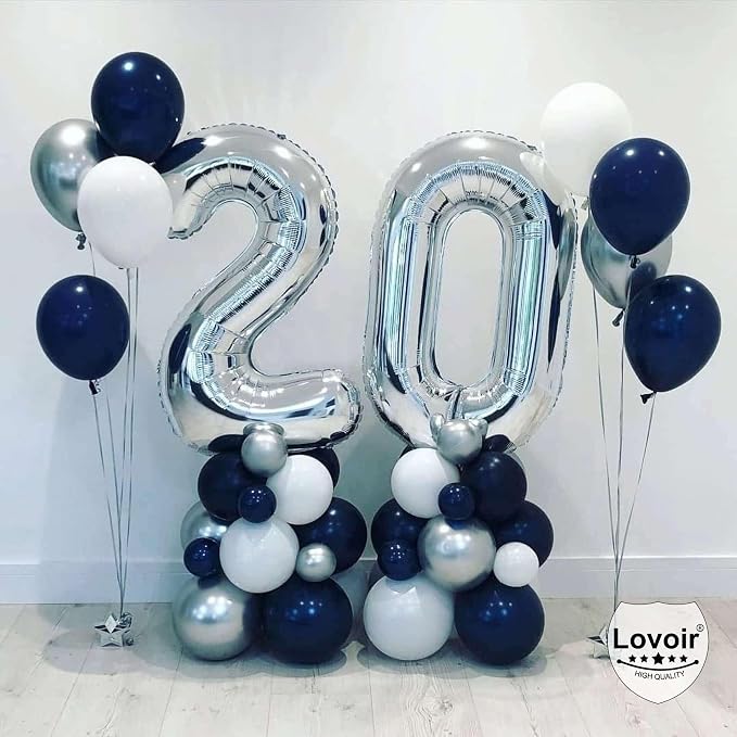 Silver 22 Number Balloons, 40 Inch Giant Number 22 Balloons Foil Mylar Helium - Image 3