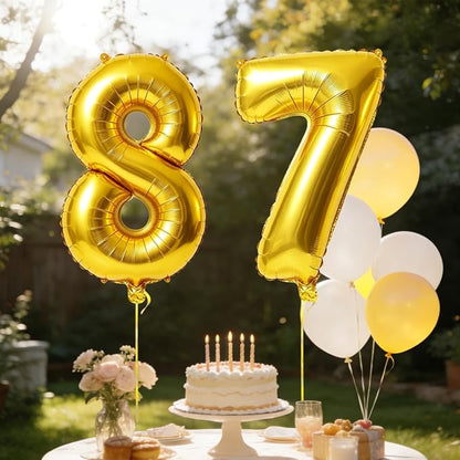 40 Inch Number 87 Balloons for 87th Birthday Party Decorations, 0-100 Gold - Image 3