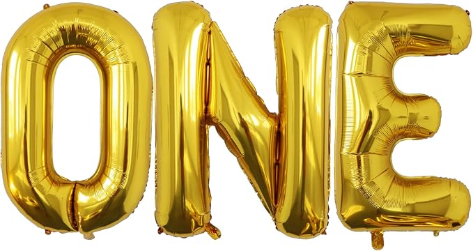 40 Inch Gold ONE Letter Foil Balloons, Giant Metallic Mylar Helium Balloons - Image 4