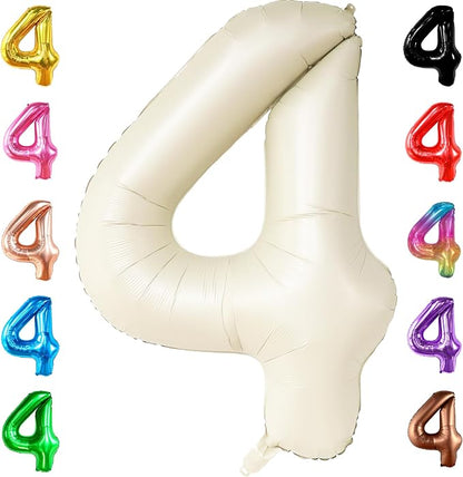 KatchOn Cream White 4 Balloon Number 40 Inch, 4th Birthday Decor by KatchOn