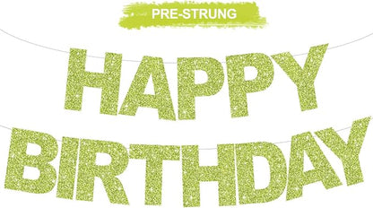 BEISHIDA Pre-Strung Grass Green Happy Birthday Banner Party Sign Decoration | by Beishida