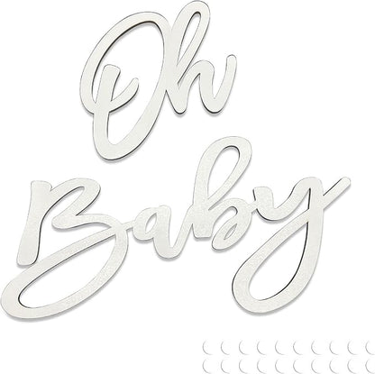 Oh Baby Sign for Backdrop, Wooden Baby Shower Sign White Letters Party Banner by SIWUCHYE