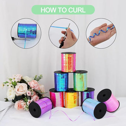TONIFUL 500 Yards Iridescent Green Curling Ribbon Balloon String | Iridescent - Image 3