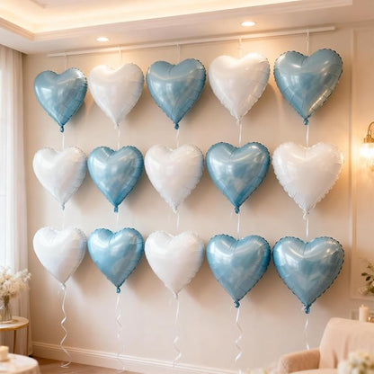 Blue White Heart Balloons - Image 5