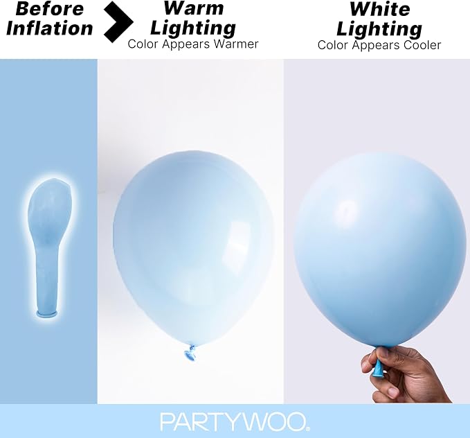 PartyWoo Baby Blue Balloons 100pcs Light Pastel Sky Aqua Blue Color | 36 18 12 - Image 3