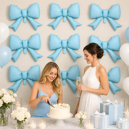 8Pcs Blue Bow Foil Balloons, 21Inch Blue Bow Shaped Balloons - Image 3