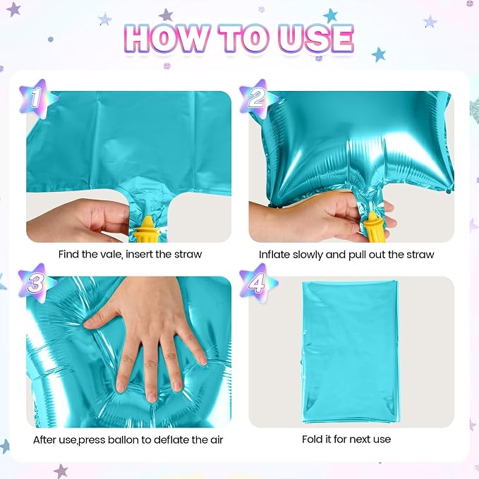 Purple Blue Star Balloons, 18 Inches Pink Purple Star Balloon - Image 3