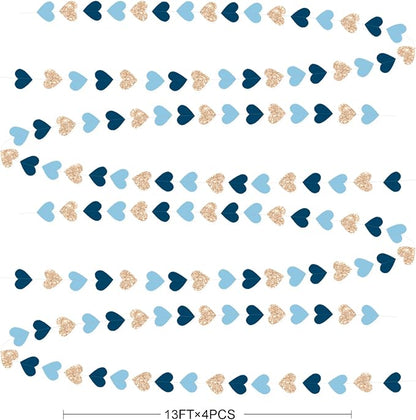 Navy Blue Champagne Gold Heart Party Decorations Glitter Paper Champagne Gold - Image 2