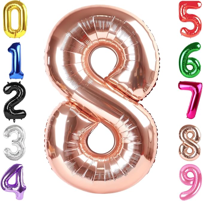 40 In Rose Gold Number 8 Balloon, 8th Birthday Party Decorations by Hadoife