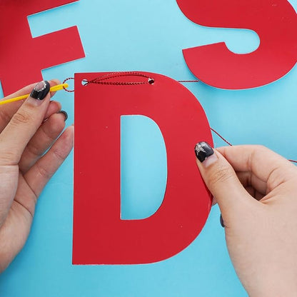 DIY Banner Kit with Letters Bright Red Customizable Birthday Banners Graduation - Image 7