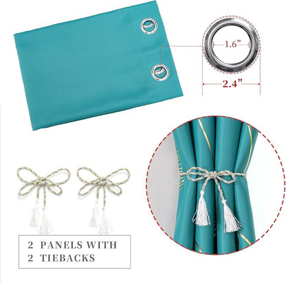 Teal Blackout Curtains 90 Inches Long, Grommet Curtains - Image 4