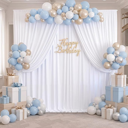 30 ft x 10 ft Wrinkle Free White Backdrop Curtain - Image 5