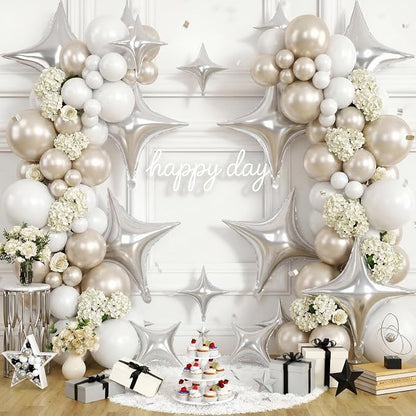 Silver Star Balloons, 26 Inch and 10 Inch Silver Stars Shaped Balloon - Image 4