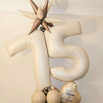 Cream Number 5 Balloons, 40 Inch 5 Balloons Giant Helium Foil Mylar Beige 5 - Image 6
