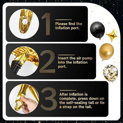 AivaToba 126PCS Black and Gold Balloon Arch Kit 2026 Party Decoration | Black - Image 4